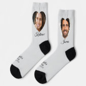 Bride and Groom Picture Heart Name Love Photo ソックス (左)