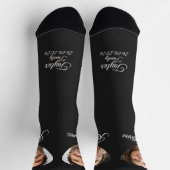 Bride and Groom Picture Name Dark Photo Socks ソックス (上部)