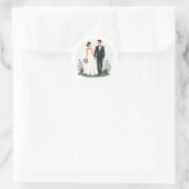 Bride and Groom Wedding Stickers ラウンドシール (バッグ)