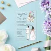 Bride and groom wedding with rings in Spanish アクリル招待状 (インサイチュ (ウェディング))
