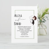 Bride and Groom with Sage Green Border 招待状 (スタンド正面)