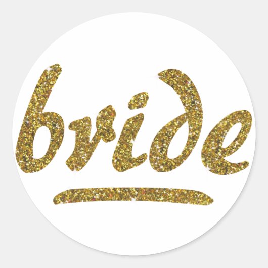 bride Braut fake gold Aufschrift Glitzer ラウンドシール (正面)