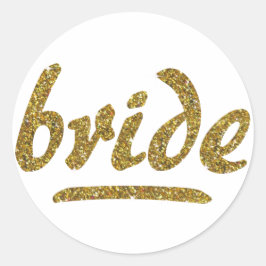 bride Braut fake gold Aufschrift Glitzer ラウンドシール