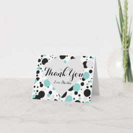 BRIDE & Bridesmaidシルバー&ティール（緑がかった色）ブルー水玉模様 サンキューカード