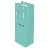 BRIDE & Bridesmaidsティール（緑がかった色）ブルーパーソナライズされたパーティー ワインギフトバッグ (正面アングル)