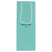 BRIDE & Bridesmaidsティール（緑がかった色）ブルーパーソナライズされたパーティー ワインギフトバッグ (正面)