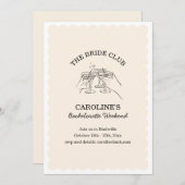 Bride Club Weekend Cocktail Bachelorette Party 招待状 (正面/裏面)