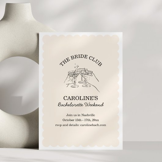 Bride Club Weekend Cocktail Bachelorette Party 招待状