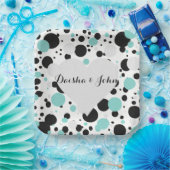 BRIDE & COシルバーハート水玉模様パーティープレート ペーパープレート (パーティー)