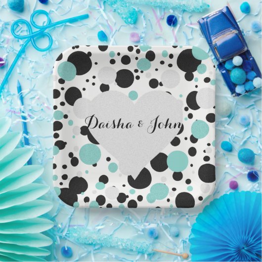 BRIDE & COシルバーハート水玉模様パーティープレート ペーパープレート (パーティー)