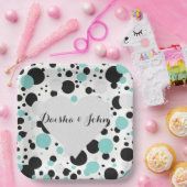 BRIDE & COシルバーハート水玉模様パーティープレート ペーパープレート (パーティー)