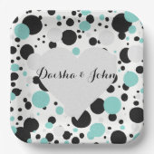 BRIDE & COシルバーハート水玉模様パーティープレート ペーパープレート (正面)