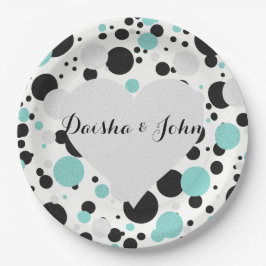 BRIDE & COシルバーハート水玉模様パーティープレート ペーパープレート