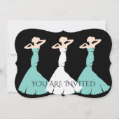 BRIDE & COティール（緑がかった色）ブルービーマイブリーズメイドブライダルパーティ 招待状 (正面)