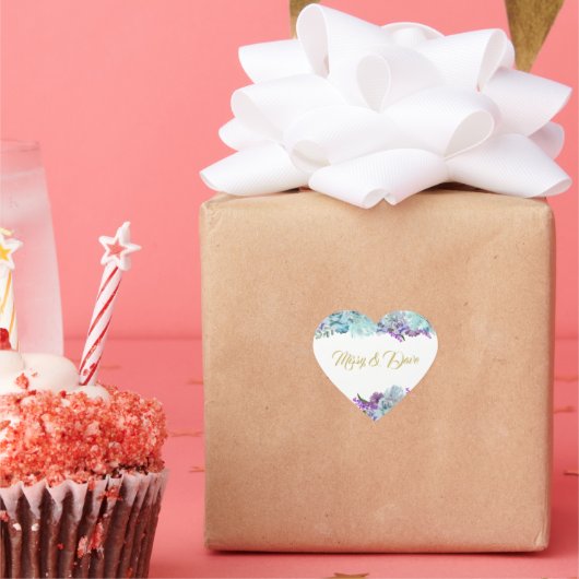 BRIDE & COティール(緑がかった色)ブルーブーケ結婚ズスイートパーティー ハートシール (パーティー)