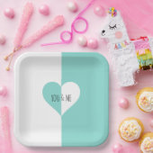 BRIDE & COティール(緑がかった色)ブルーユー&ミースイートパーティープレート ペーパープレート (パーティー)