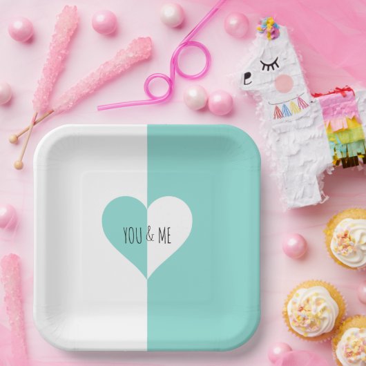 BRIDE & COティール(緑がかった色)ブルーユー&ミースイートパーティープレート ペーパープレート (パーティー)