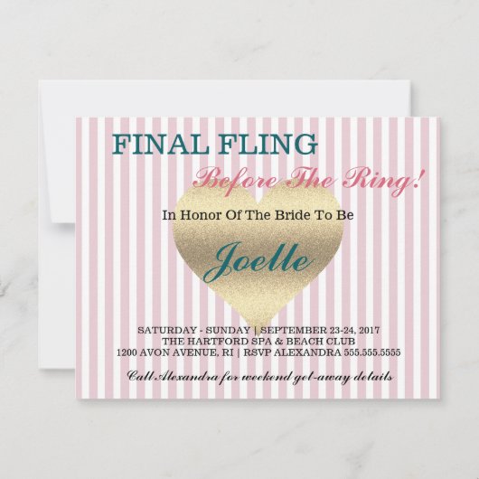 BRIDE COピンクの最終浴用シャワーテールゲートパーティー 招待状 (裏面)