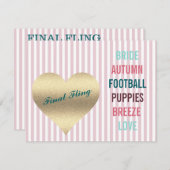 BRIDE COピンクの最終浴用シャワーテールゲートパーティー 招待状 (正面/裏面)