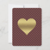 BRIDE COブルゴーニュと金ゴールドハート水玉模様パーティー 招待状 (正面)