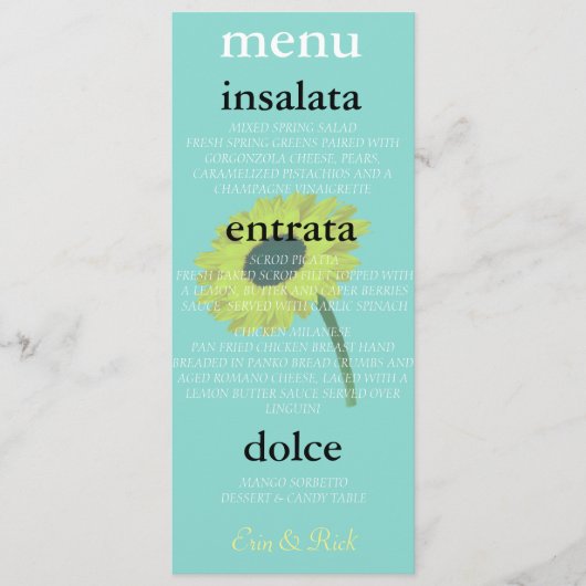 BRIDE & CO秋の花嫁ひまわりシャワーパーティー メニュー (正面)