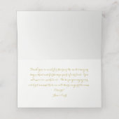 BRIDE & CO金ゴールドハートティール（緑がかった色）ブルーサンキュー プレイスカード (内部開封)