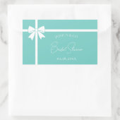 Bride & Co エレガントなホワイトボウリボン ブライダルシャワー 長方形シール (バッグ)