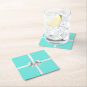 Bride & Co.ターコイズ/ティール（緑がかった色）ブライダルパーティコースター スクエアペーパーコースター (インサイチュ)