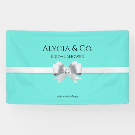 Bride & Co.ターコイズ/ティール（緑がかった色）背景パーティーバナー 横断幕 (横)