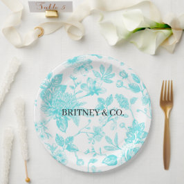 Bride & Co. ティール フラワートゥイル オーダーメイド ペーパープレート