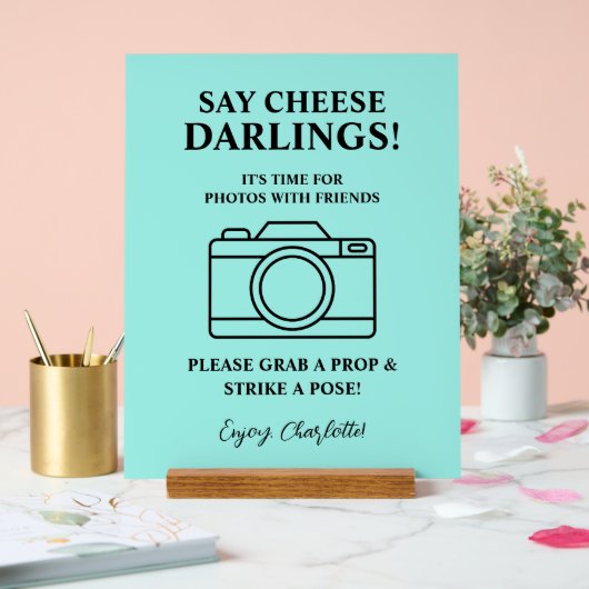 Bride & Co. Bridal Shower Teal アクリルサイン (ウェディング)