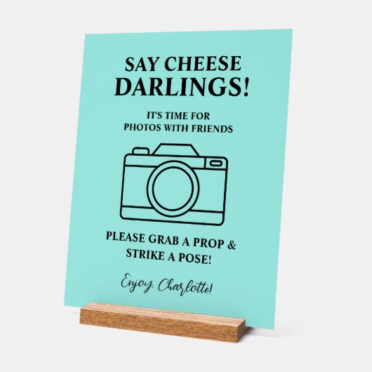 Bride & Co. Bridal Shower Teal アクリルサイン (傾斜)