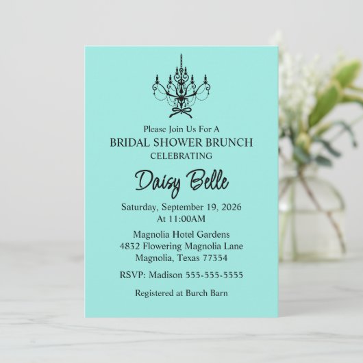 Bride & Co. Bridal Shower Turquoise 招待状 (スタンド正面)