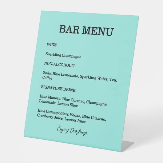  Bride & Co. Bridal Shower Turquoise Cocktail 台座サイン (正面)