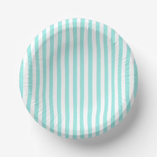 Bride & Co. Bridal Shower Turquoise Striped ペーパーボウル (正面)