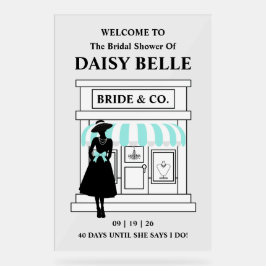 Bride & Co. Bridal Shower Turquoise Welcome アクリルサイン