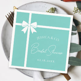 Bride & Co Elegant White Bow Ribbon Bridal Shower スタンダードカクテルナプキン