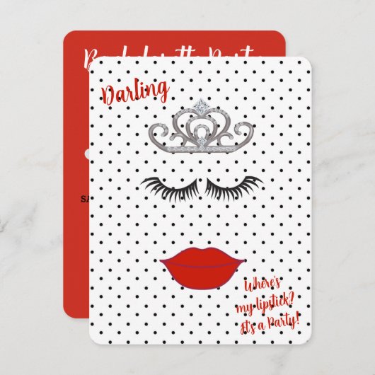BRIDE & CO Where is My Lipstick Shower Tiaraパーティー 招待状 (正面/裏面)