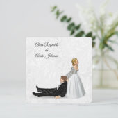 Bride Dragging The Groom Wedding Humor 招待状 (スタンド正面)