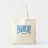BRIDE Faux Glitter Varsity Engagement Bridal トートバッグ (正面)