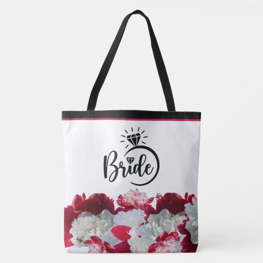 Bride Floral Peonies multi Print Tote Bag トートバッグ (正面)