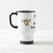 Bride & Groom Custom Name & Date Gold Love Hearts トラベルマグ (左)