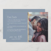 Bride & Groom Facts Photo on Dusty Blue 招待状 (正面/裏面)