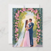 Bride & Groom Garden Arch | Floral Wedding Card (正面)