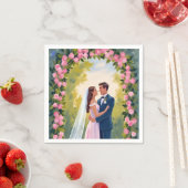 Bride & Groom Garden Arch | Floral Wedding Painted スタンダードカクテルナプキン (インサイチュ)