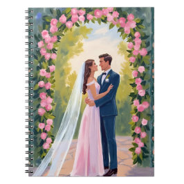 Bride & Groom Garden Arch | Floral Wedding Painted ノートブック
