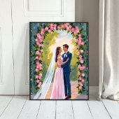 Bride & Groom Garden Arch | Floral Wedding Painted ポスター
