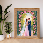 Bride & Groom Garden Arch | Floral Wedding Painted ポスター