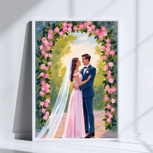 Bride & Groom Garden Arch | Floral Wedding Painted ポスター