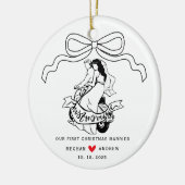 Bride & Groom Motorcycle Christmas セラミックオーナメント (左)